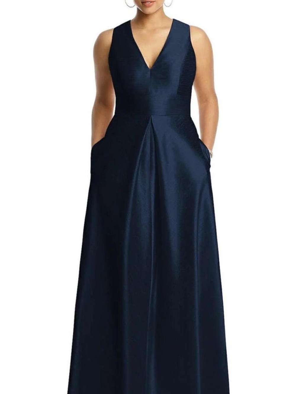 ALFRED SUNG Navy Sleeveless V-Neck A line Gown